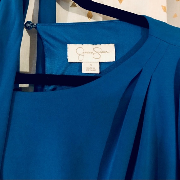 JESSICA SIMPSON BLUE CUT-OUT COCKTAIL DRESS - Picture 2 of 2